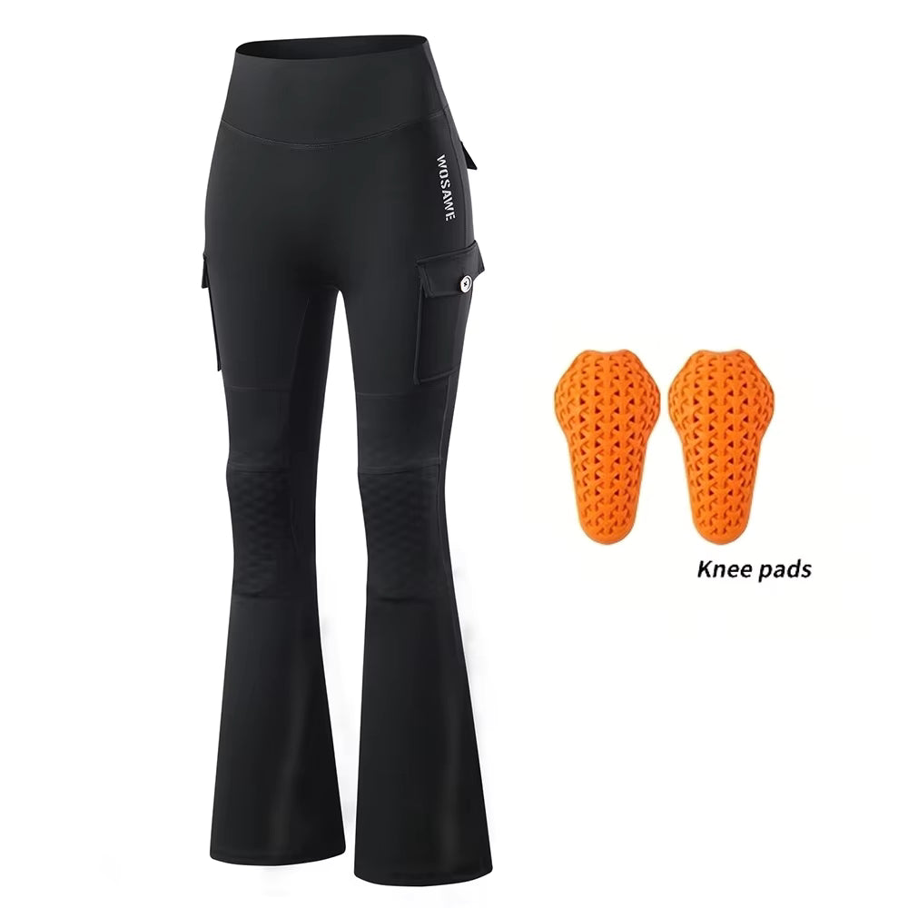 WOSAWE Dames Motor Flare Pants met CE Knieprotectie