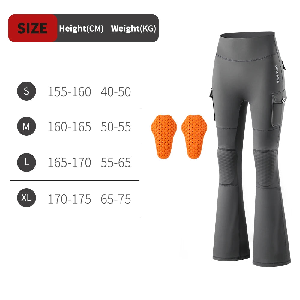 WOSAWE Dames Motor Flare Pants met CE Knieprotectie